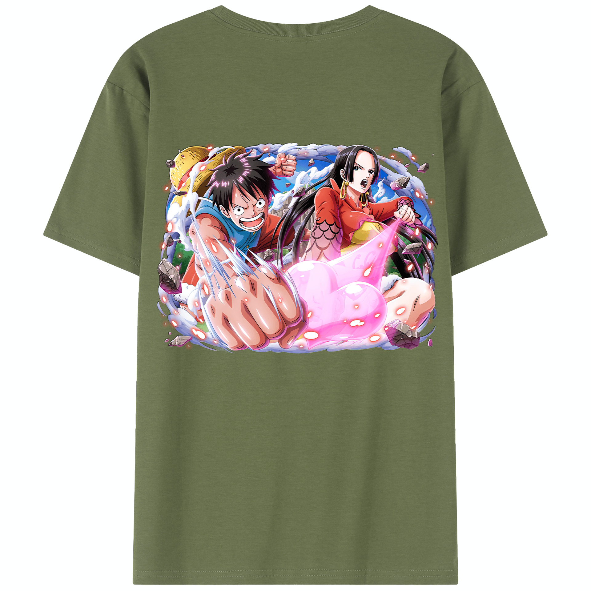 ワンピース モンキー・D・ルフィ ONE PIECE Monkey D. Luffy 綿100％半袖Tシャツ（背面プリント）